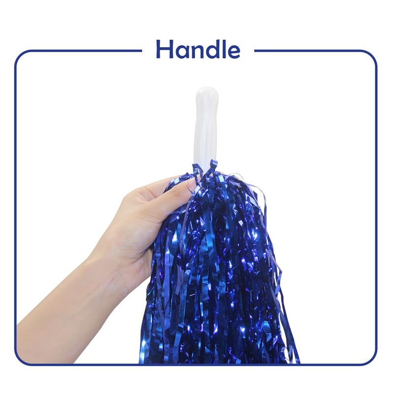 Hooshing 12PCS Cheerleading Pom Poms Metallic Foil Royal Blue with Plastic Handles for Team Sports Dance Party - Image 2